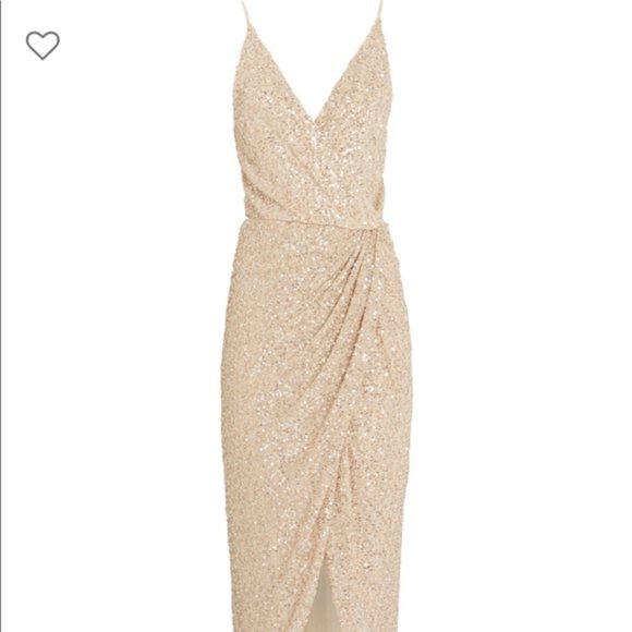 Jonathan Simkhai Gold Sequin Slip Wrap Dress - Picture 16 of 16